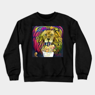 S.G. Lion eating cereal. Amazing peaceful calming Crewneck Sweatshirt